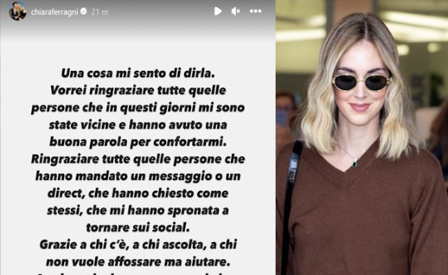 Ferragni post di instagram