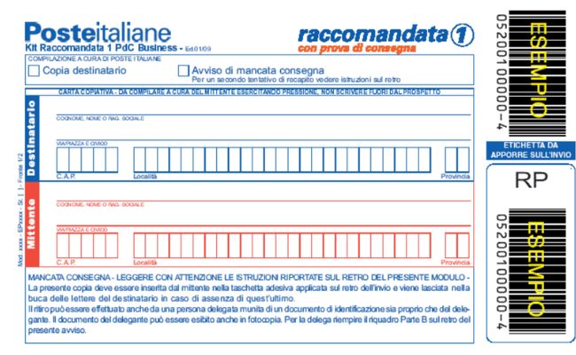 come compilare una raccomandata con ricevuta di ritorno