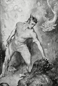 Beowulf Grendel head illustration British Race legends 1910