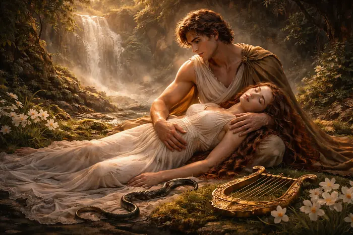 mito di orfeo e euricide nel bosco