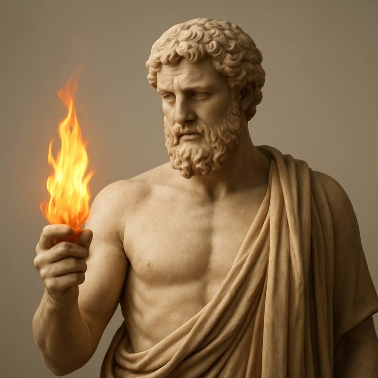 statua prometeo con fuoco